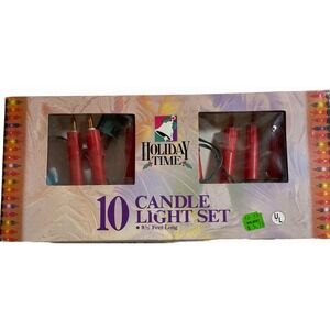 Vintage Holiday Time 10 Candle‎ Light Set 9.5 Feet Long Indoor Outdoor Blinking